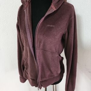 Patagonia Hoodie Womens, Brown Full Zip Fleece Jacket Hooded Outdoors Cozy